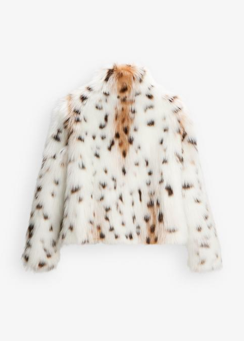 WHITE LEOPARD PRINT BOMER FAUX FUR JACKET