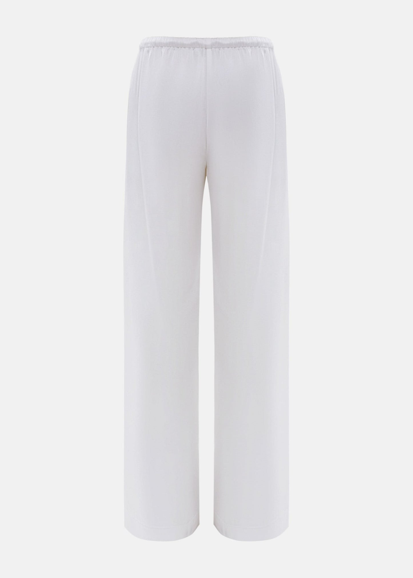 WHITE SILK LOOSE FITTED TROUSERS