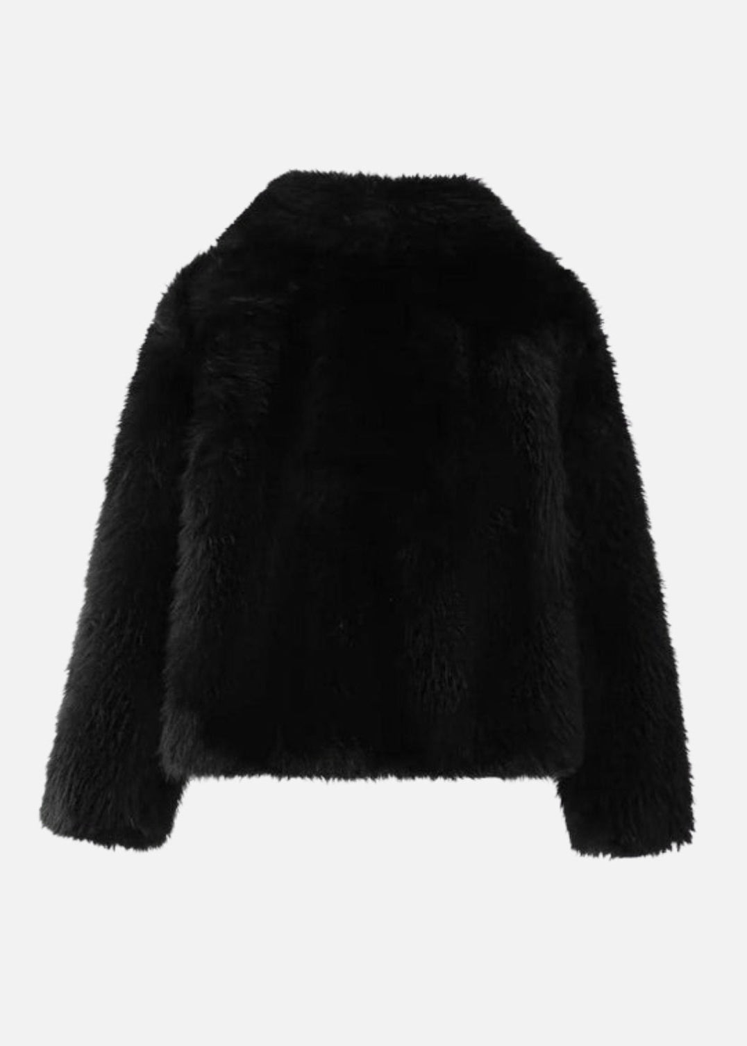 FAUX FUR TURN DOWN COLLOR JACKET - BLACK
