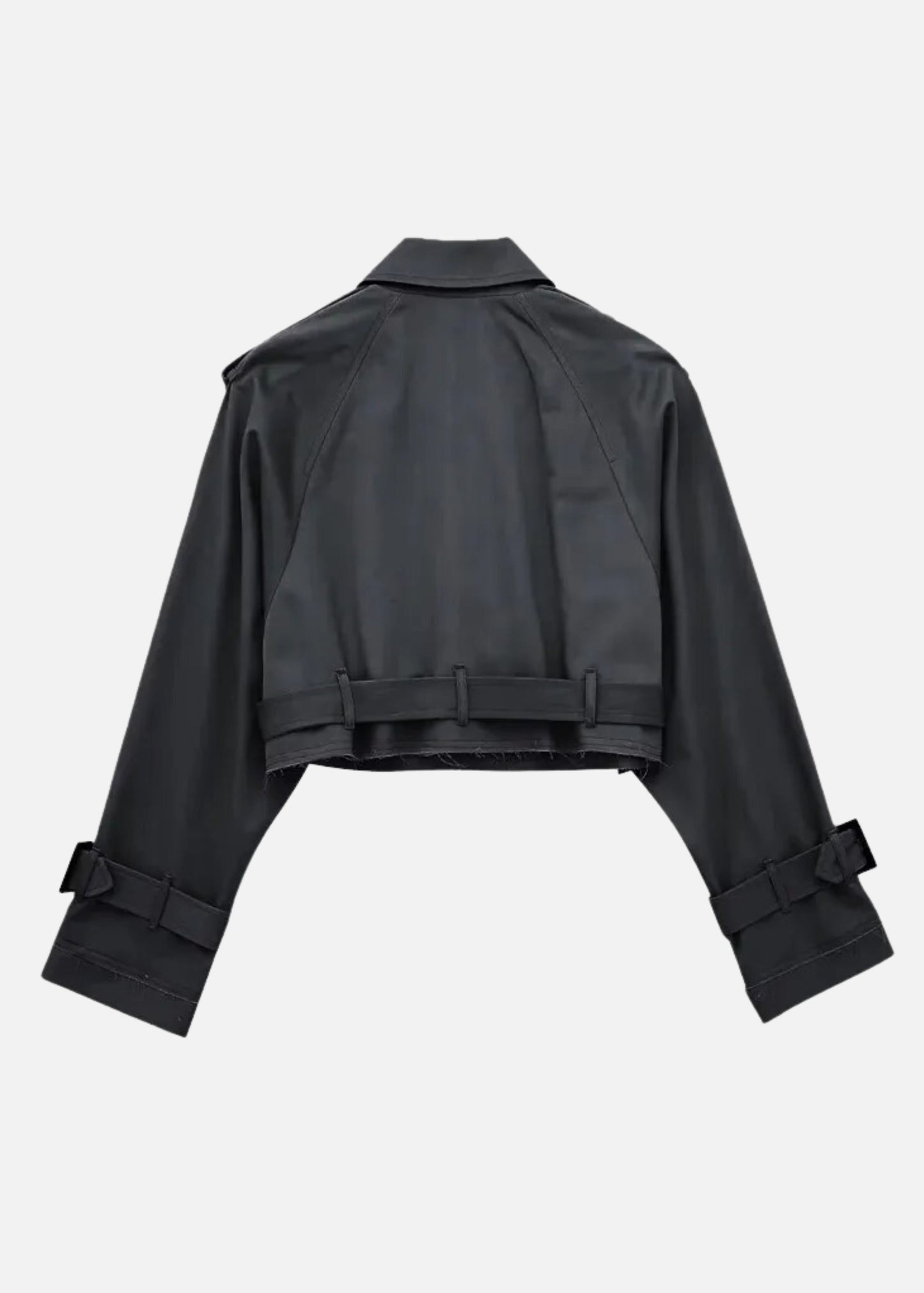 BLACK CROPPED TRENCH COAT
