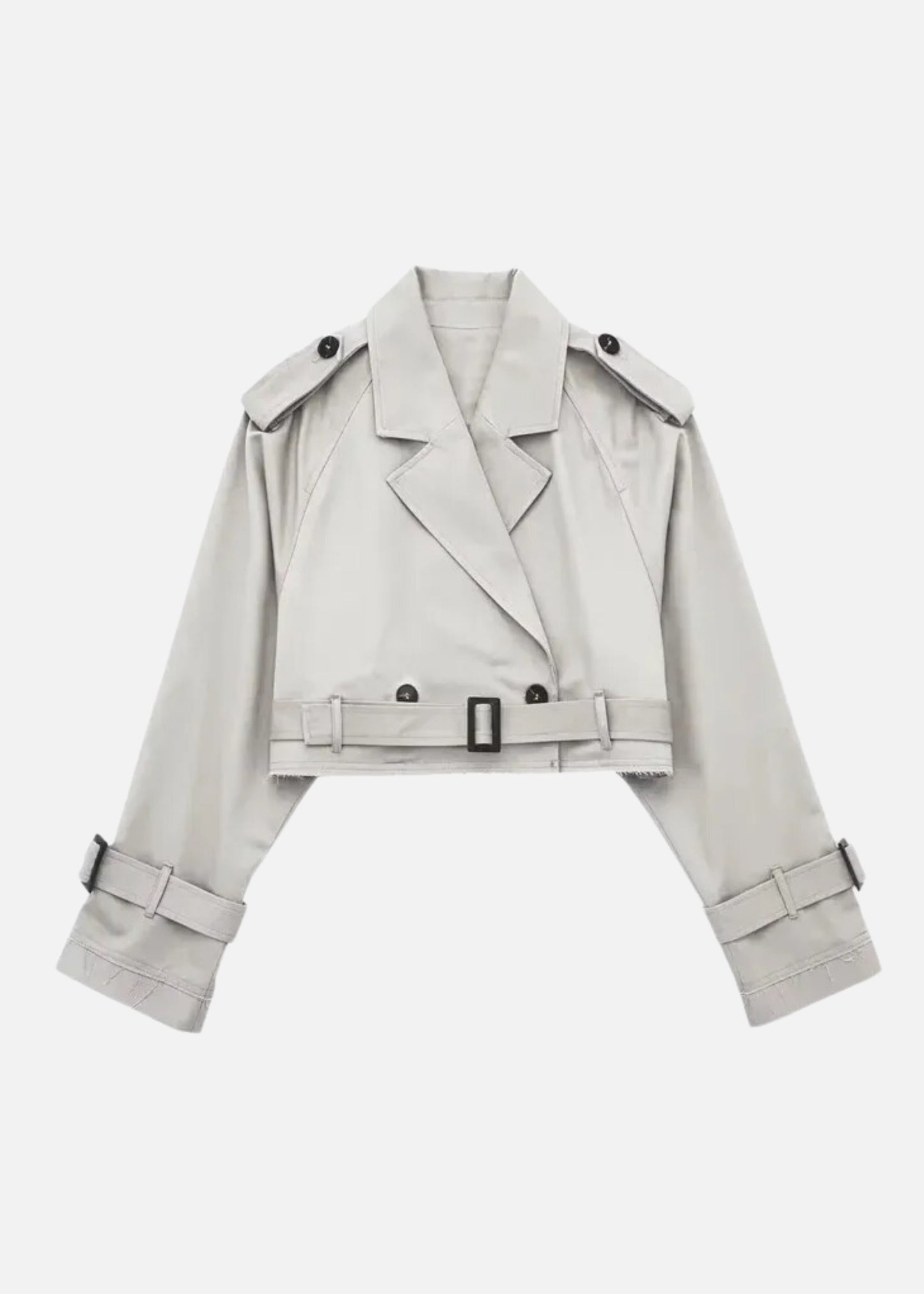 WHITE CROPPED TRENCH COAT