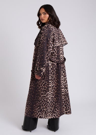 LEOPARD PRINT LONG TRENCH COAT