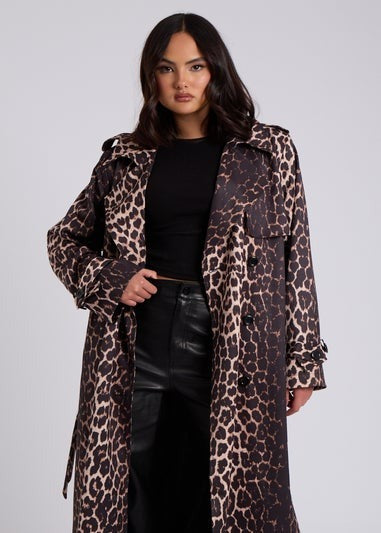LEOPARD PRINT LONG TRENCH COAT