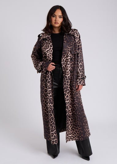LEOPARD PRINT LONG TRENCH COAT