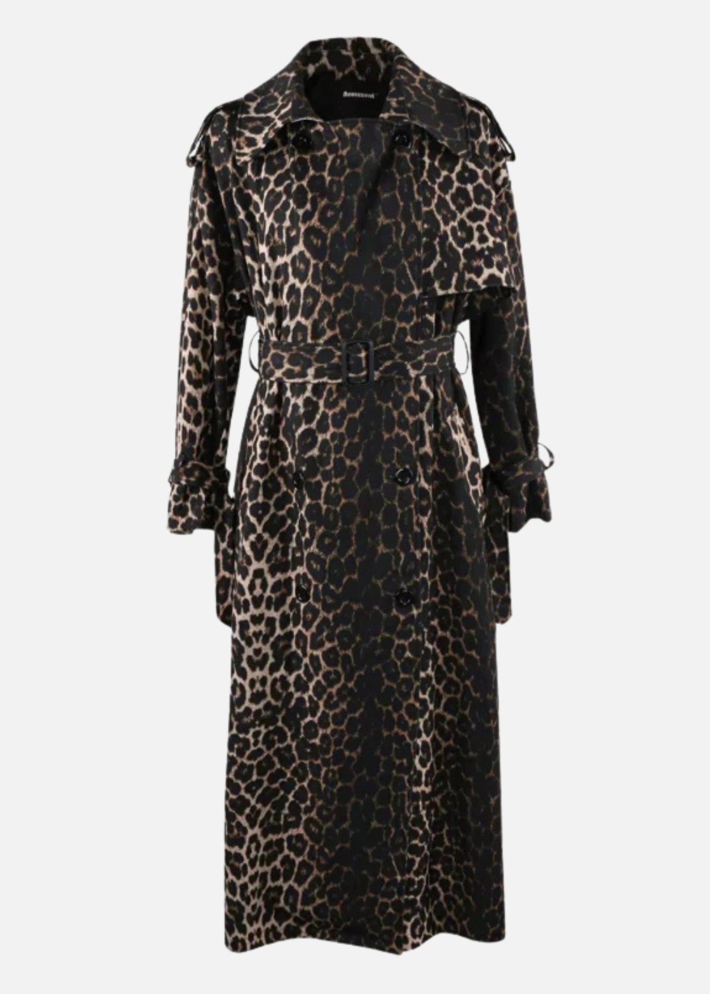 LEOPARD PRINT LONG TRENCH COAT