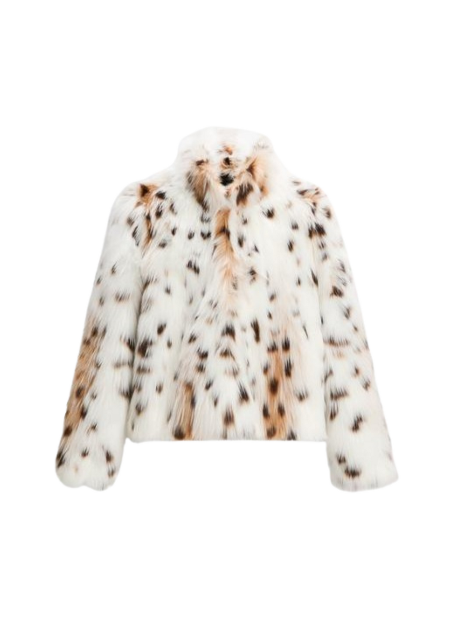 WHITE LEOPARD PRINT BOMER FAUX FUR JACKET