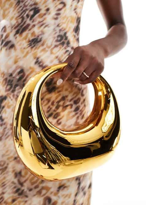 GOLD ROUND METALLIC CLUTCH
