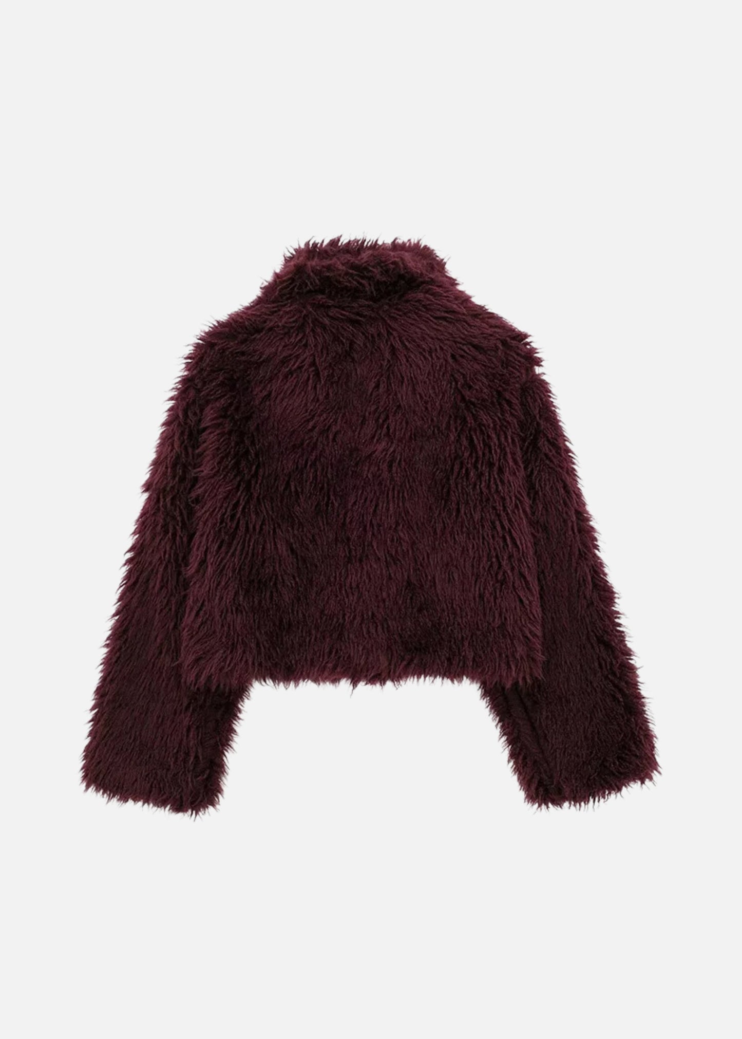 BURGUNDY FAUX FUR CROPPED JACKET