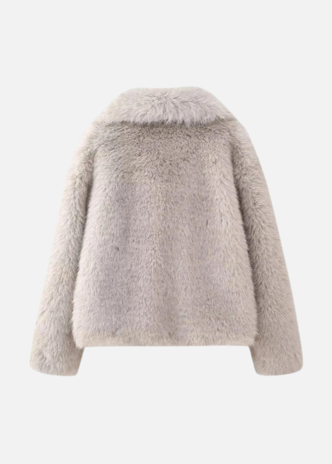 FAUX FUR TURN DOWN COLLOR JACKET - OFF GREY