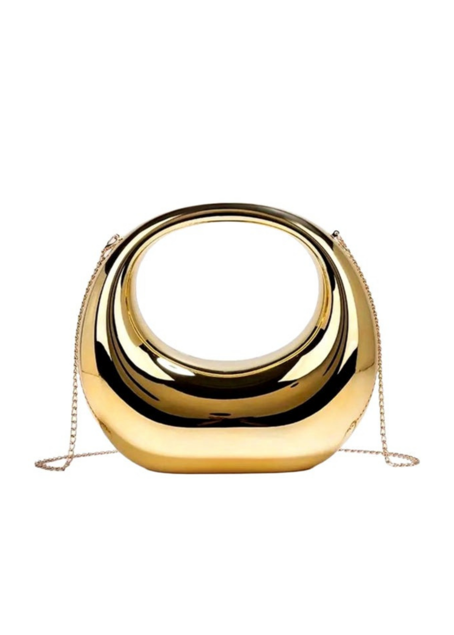GOLD ROUND METALLIC CLUTCH