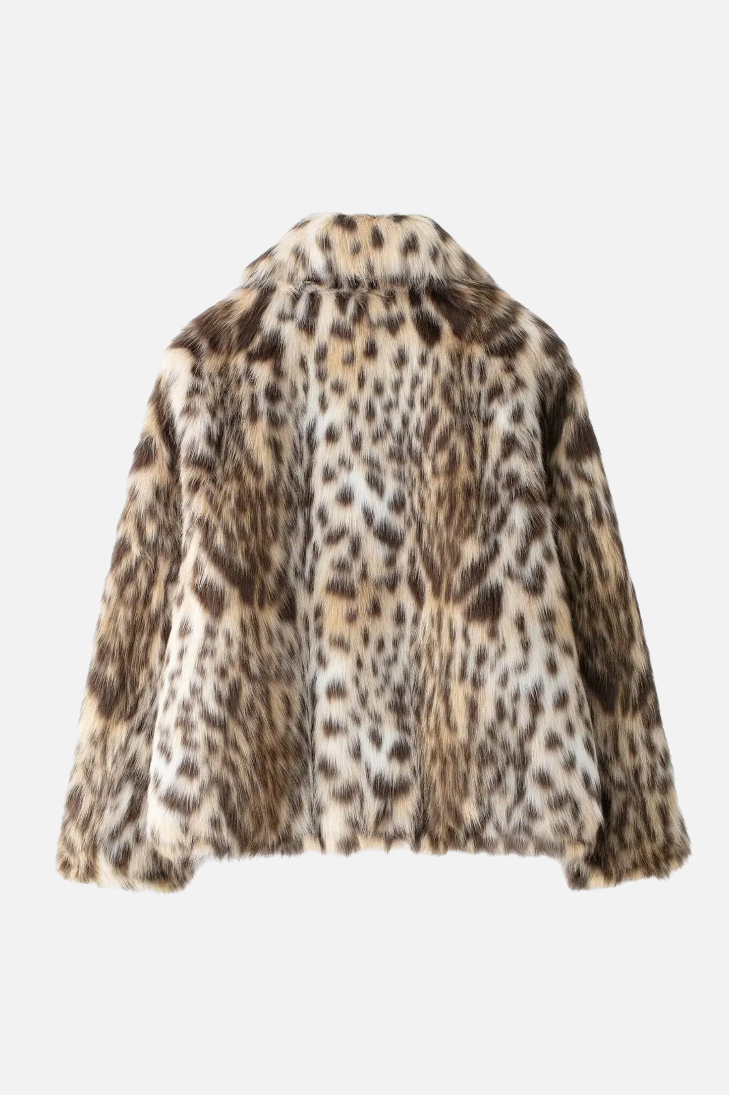 BROWN LEOPARD FAUX FUR COAT