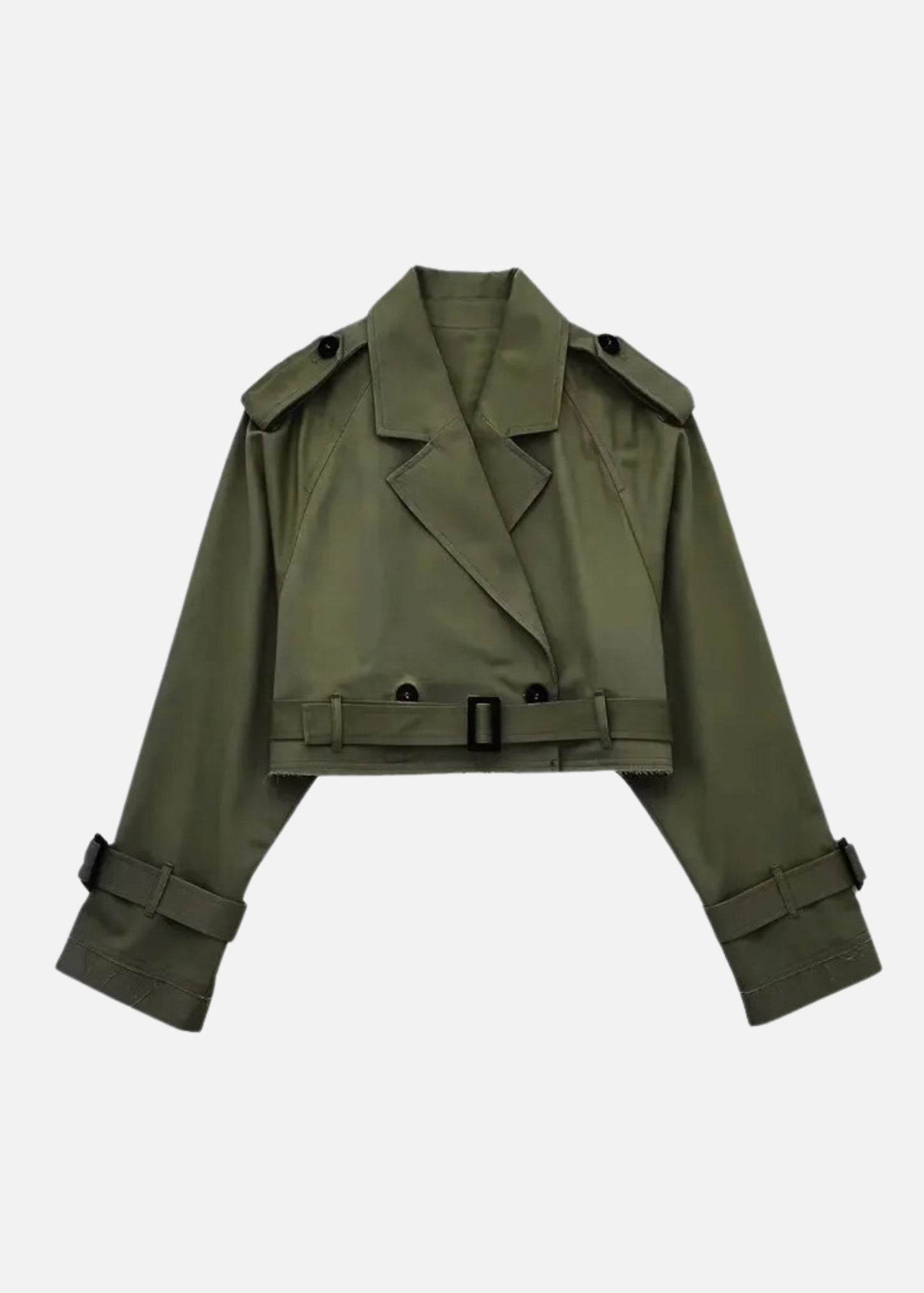 GREEN CROPPED TRENCH COAT