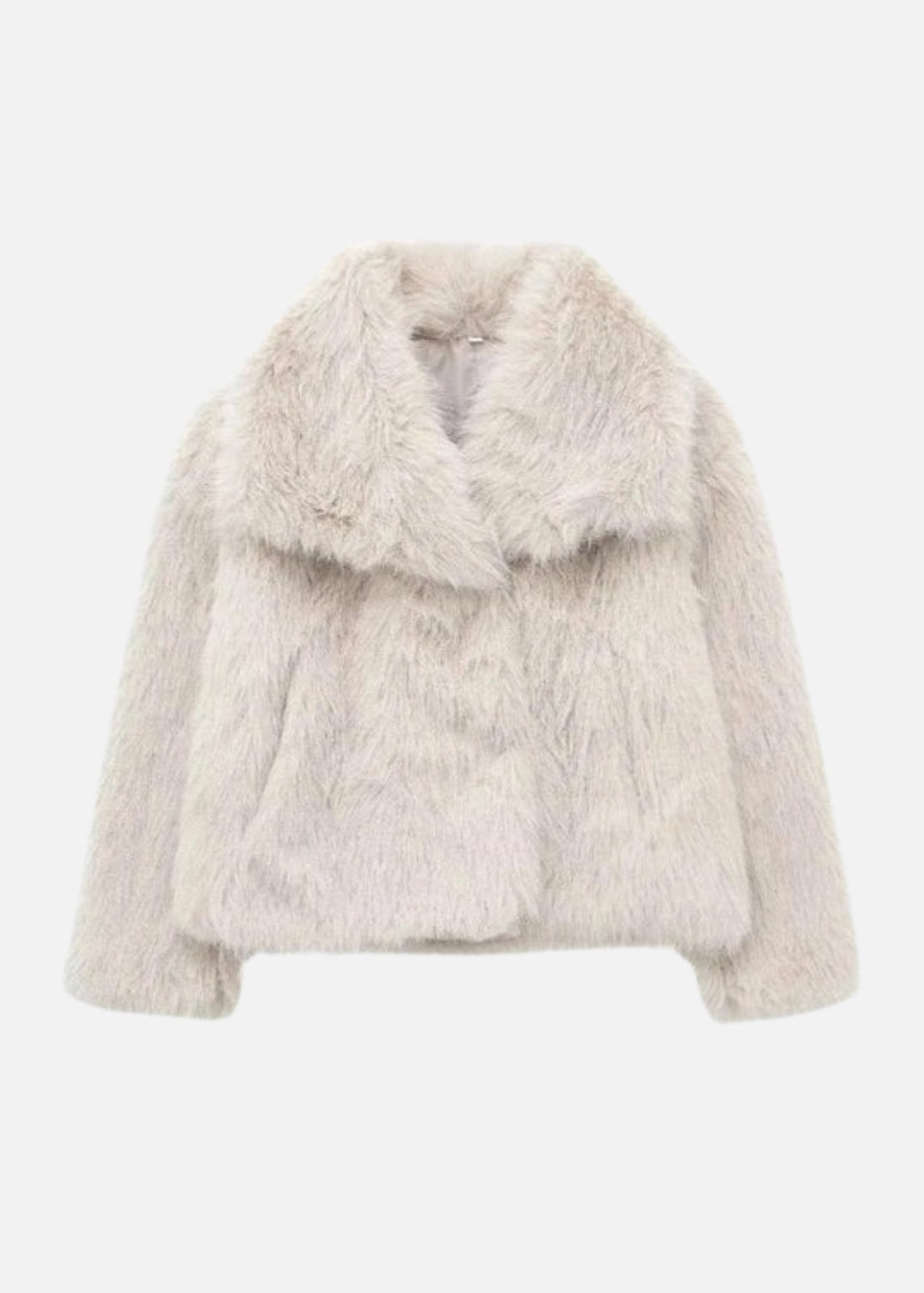 FAUX FUR TURN DOWN COLLOR JACKET - CREAM