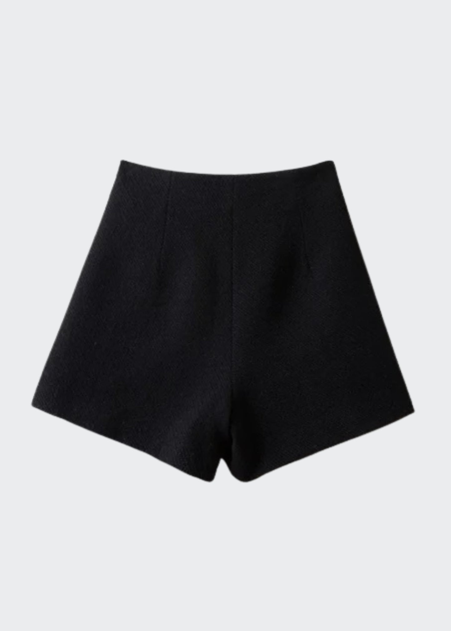 BLACK BUTTON WRAP A-LINE SKORT