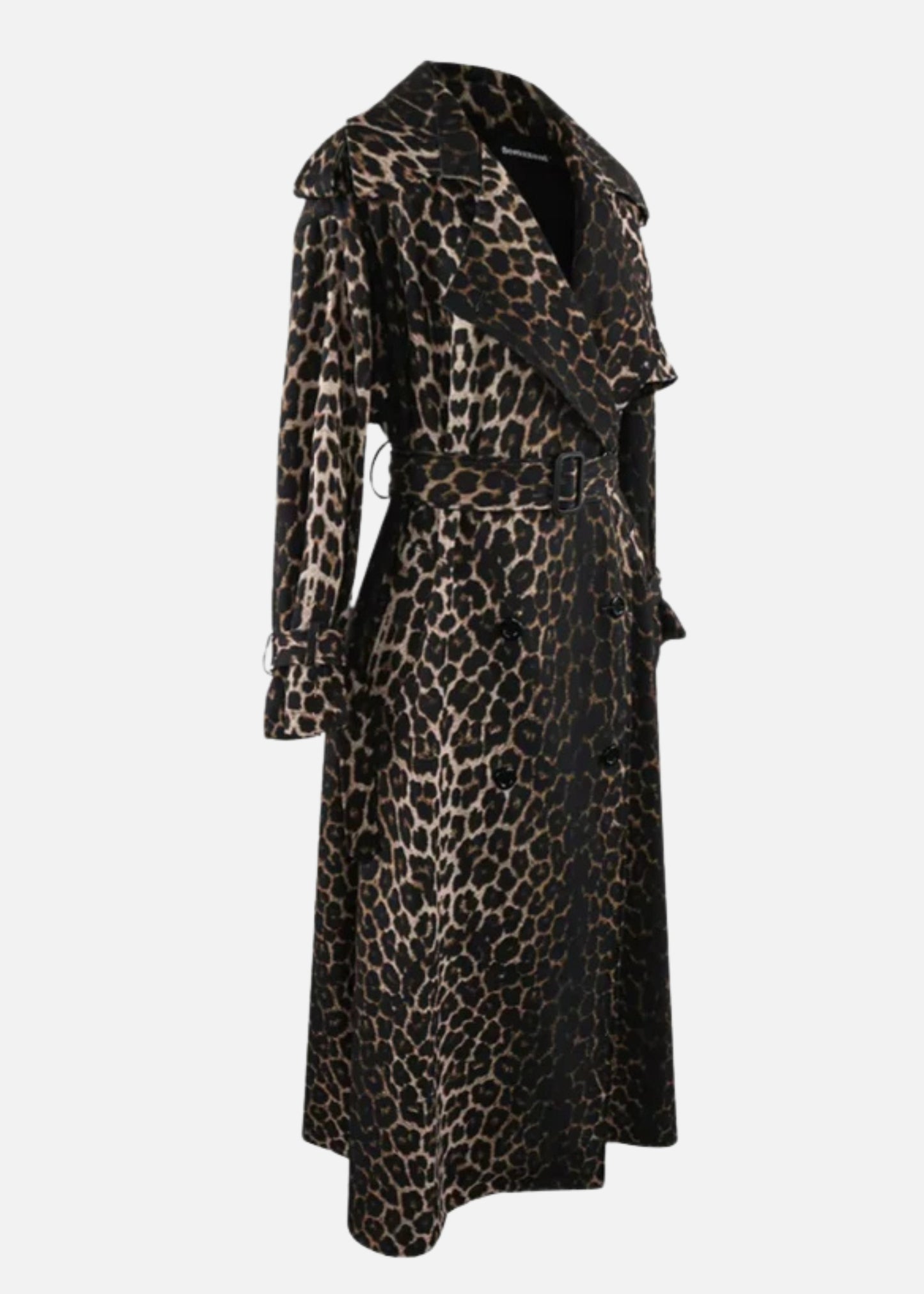 LEOPARD PRINT LONG TRENCH COAT