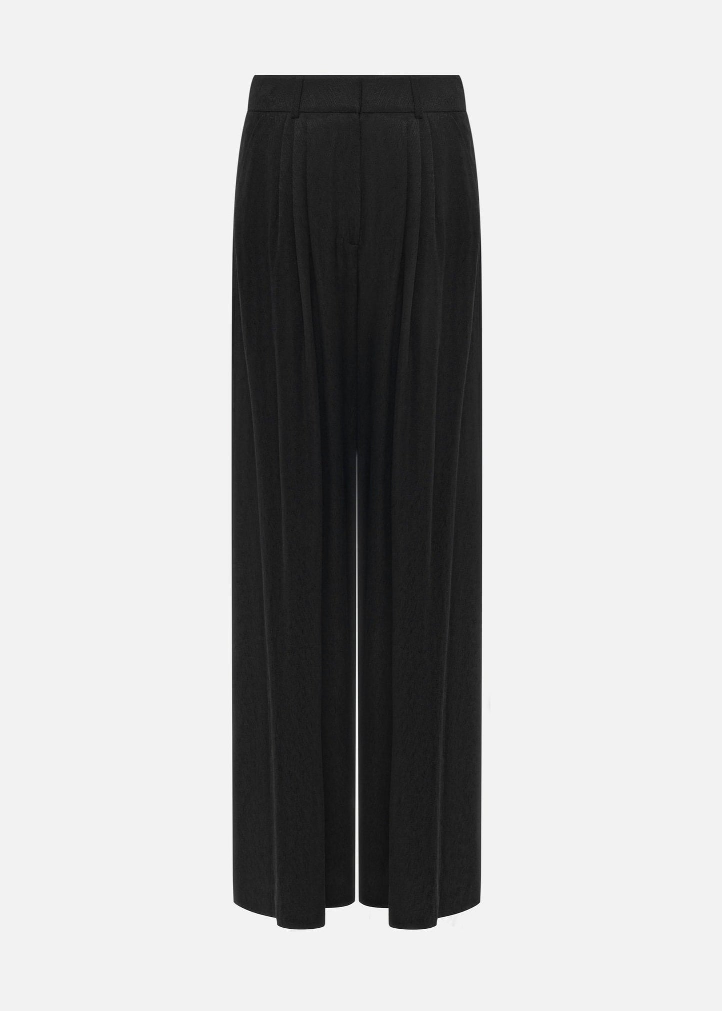 BLACK LOOSE FITTED PLEATED TROUSERS