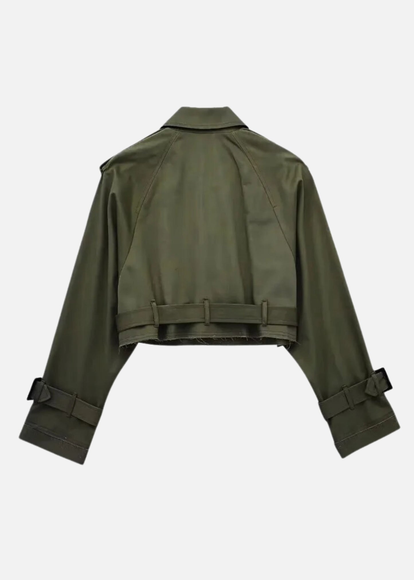 GREEN CROPPED TRENCH COAT
