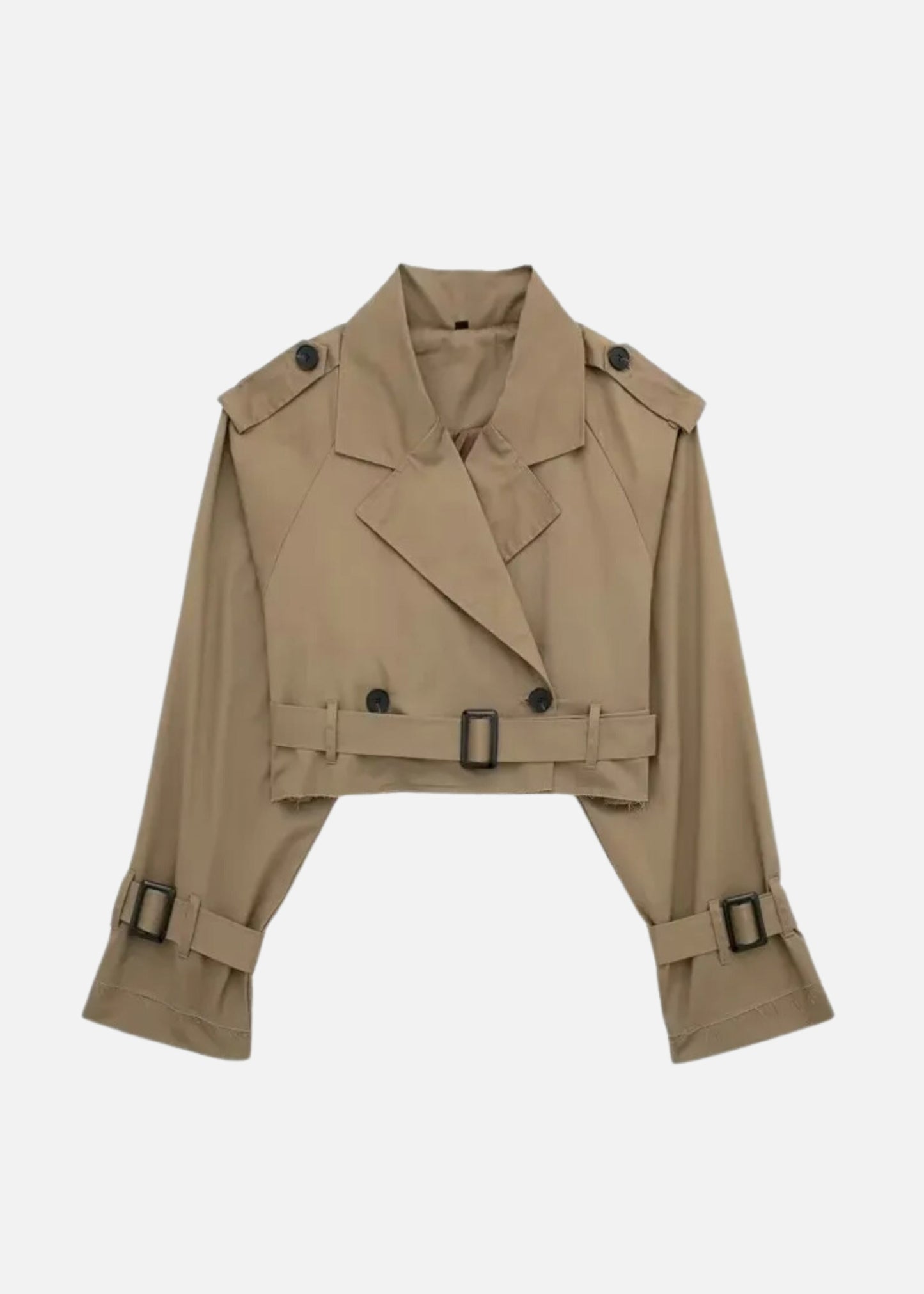 KHAKI CROPPED TRENCH COAT