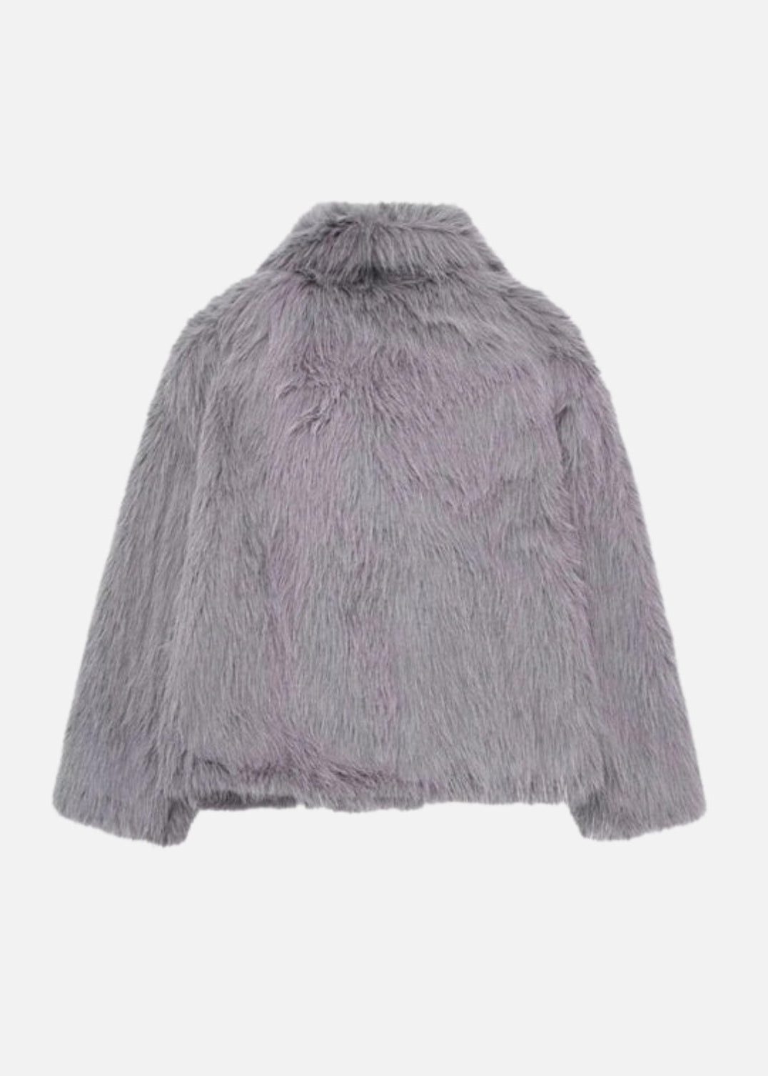 FAUX FUR TURN DOWN COLLOR JACKET - GREY