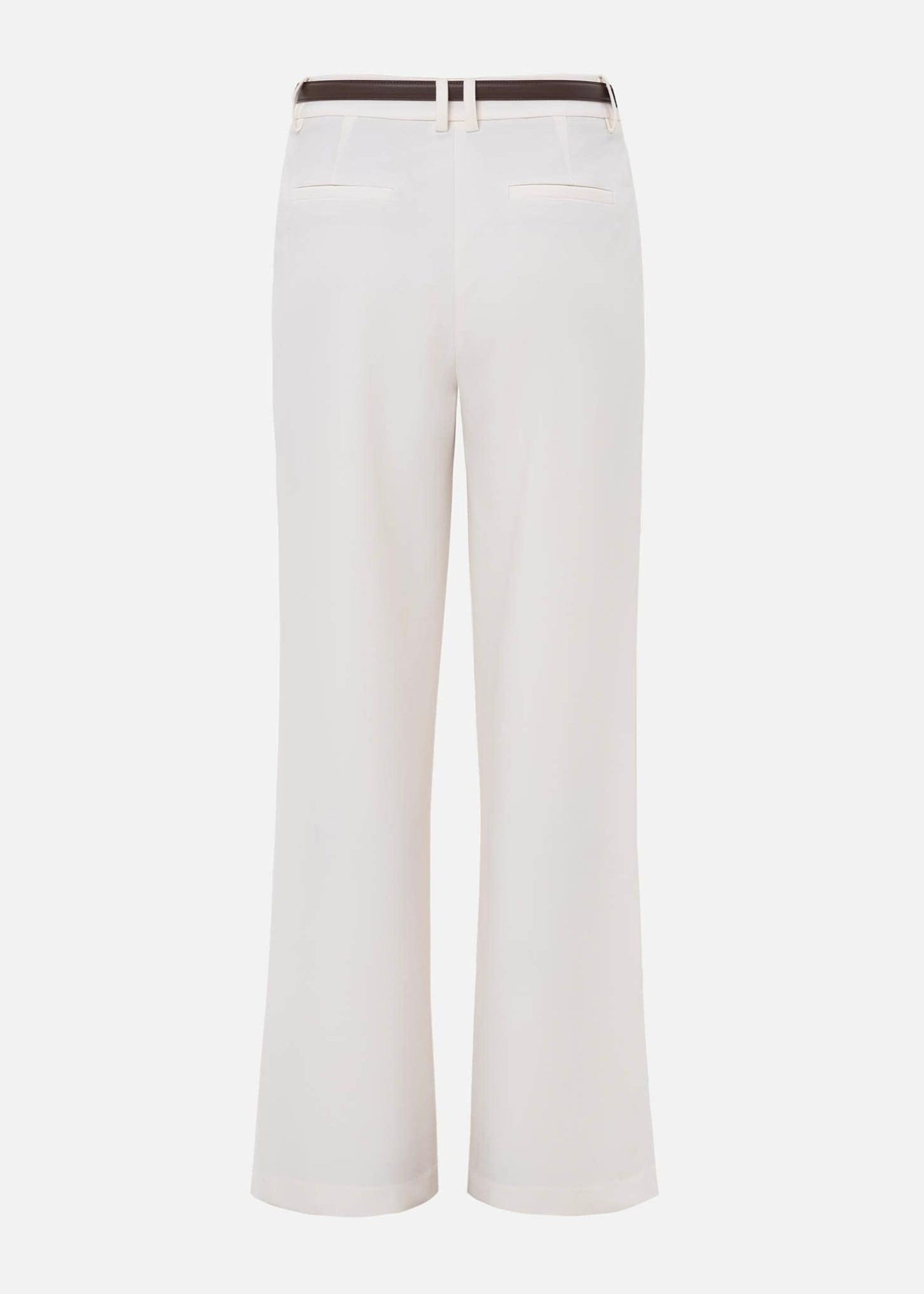 WHITE PLEATED STRAIGHT LEG PANTS
