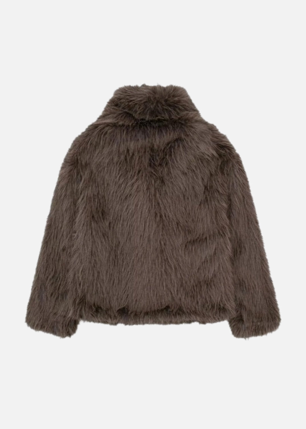FAUX FUR TURN DOWN COLLOR JACKET - BROWN