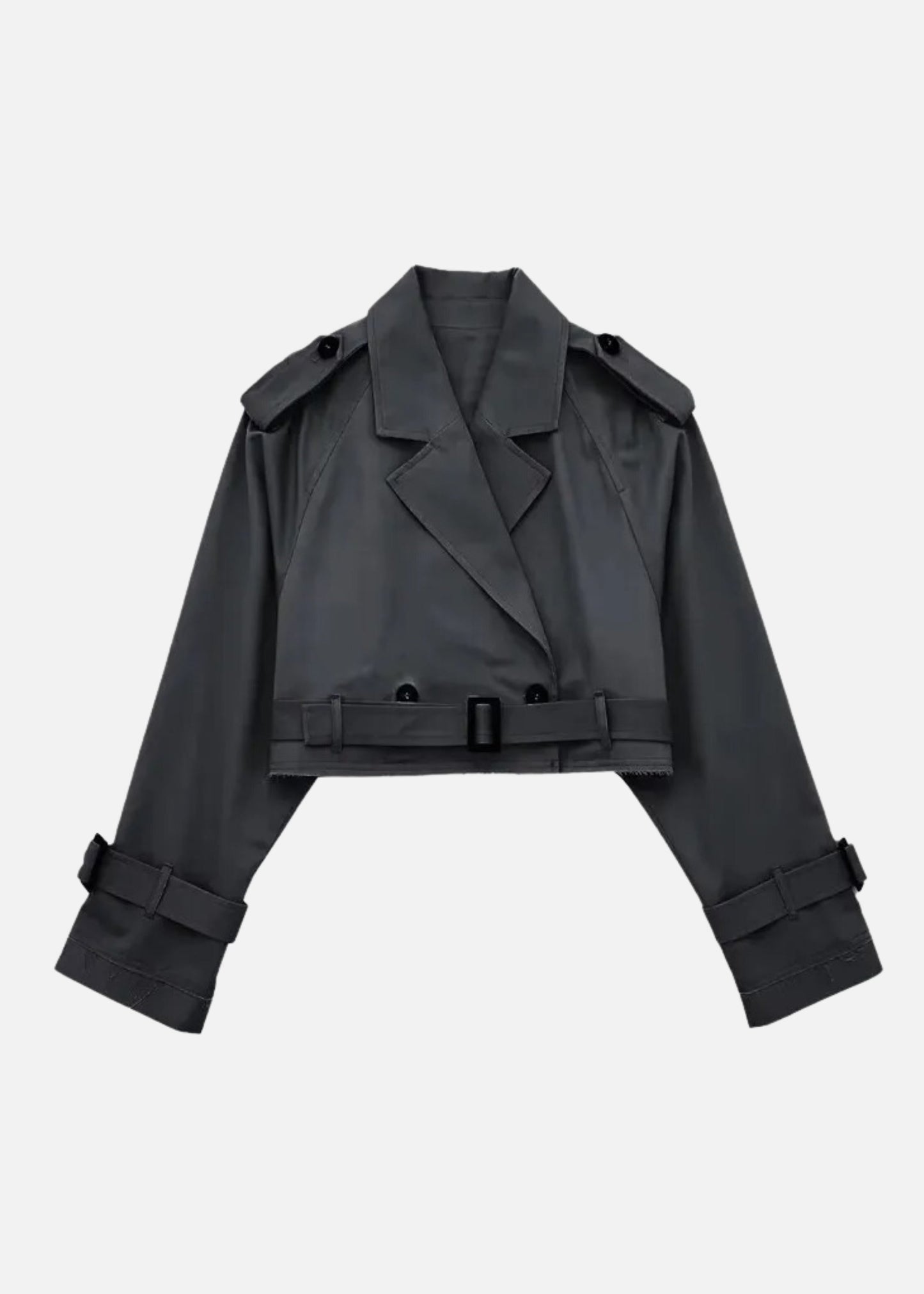 BLACK CROPPED TRENCH COAT