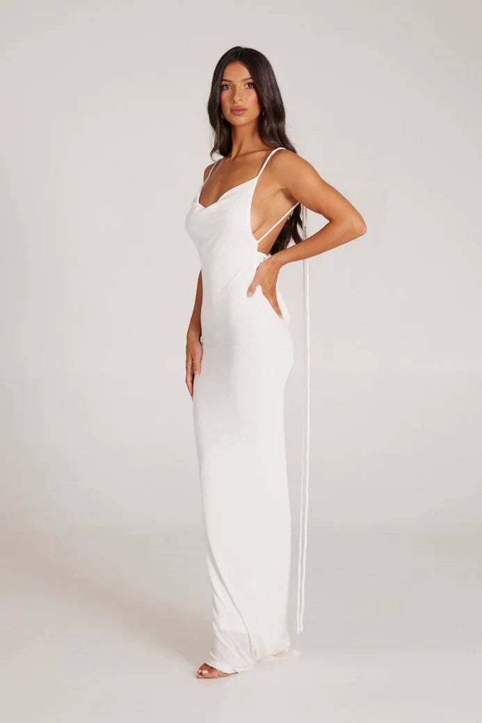LORREL BACKLESS GOWN - WHITE