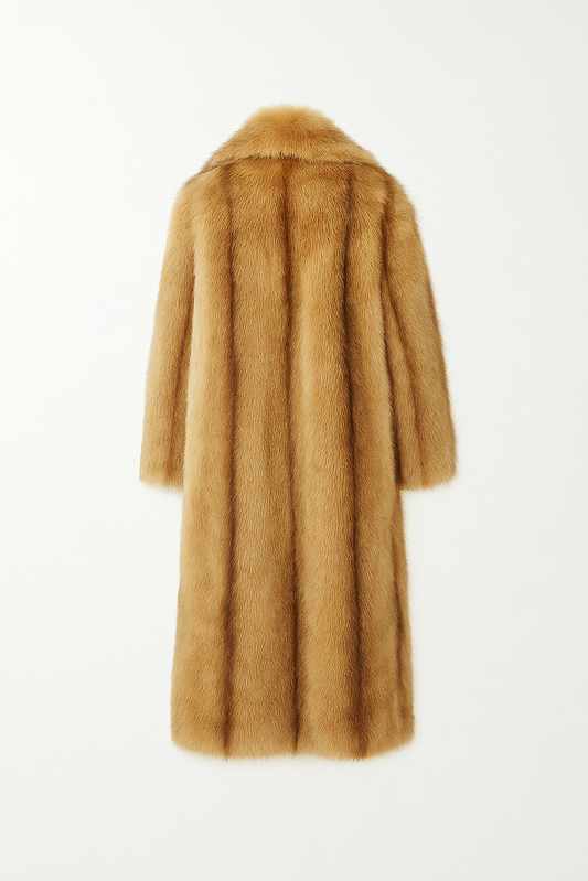 Caramel Longline Faux Fur Coat