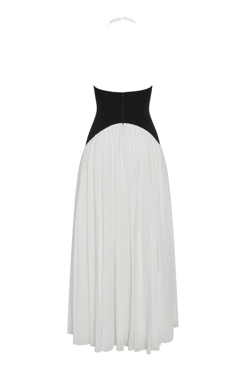 SOLICE Contrast Corset Maxi Dress - White