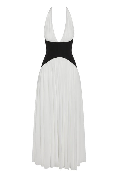 SOLICE Contrast Corset Maxi Dress - White