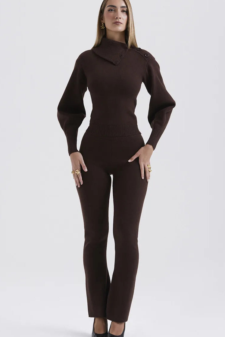 BROWN KNITTED TWO PIECE