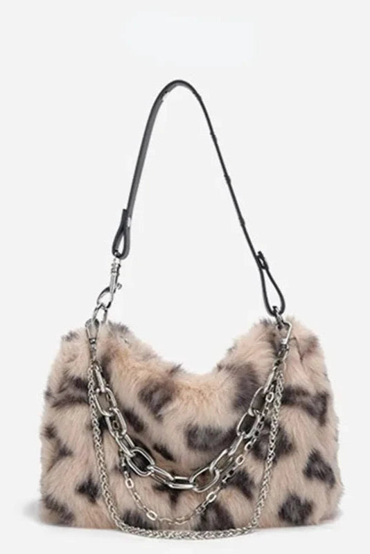 ENVY LEOPARD PRINT FURR BAG