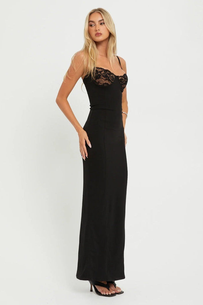 MIMI Black lace Maxi Dress