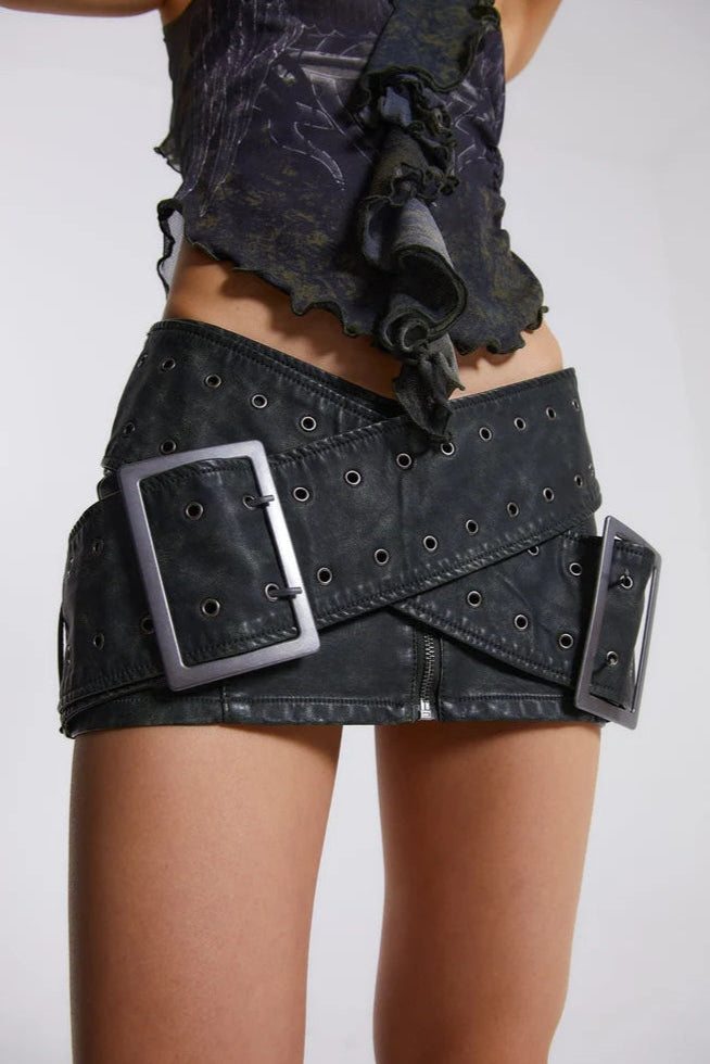 LEATHER BELT SKIRT