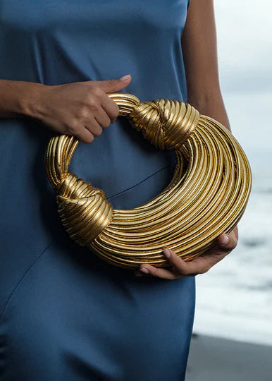 GOLD NOODLE CLUTCH BAG