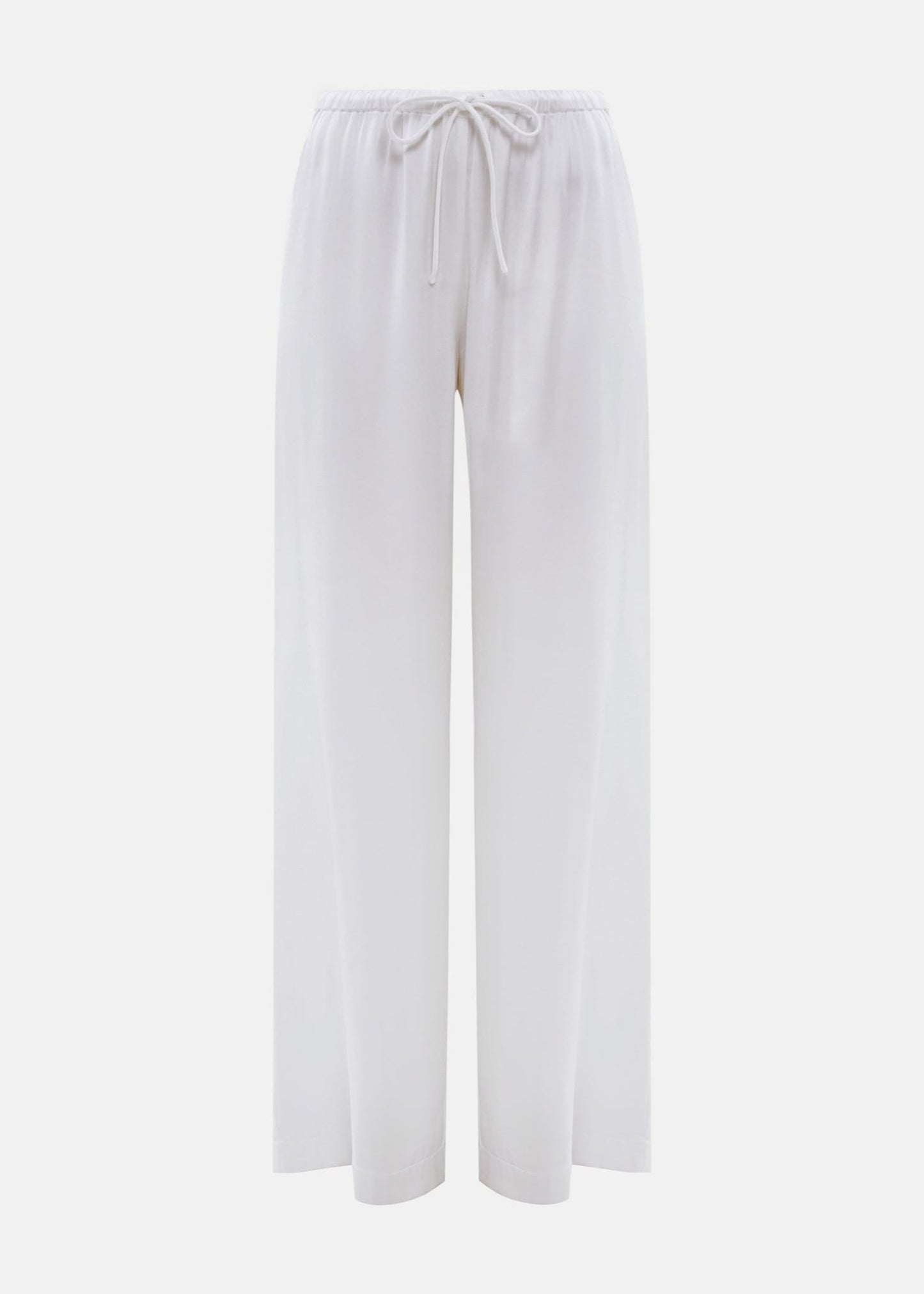 WHITE SILK LOOSE FITTED TROUSERS