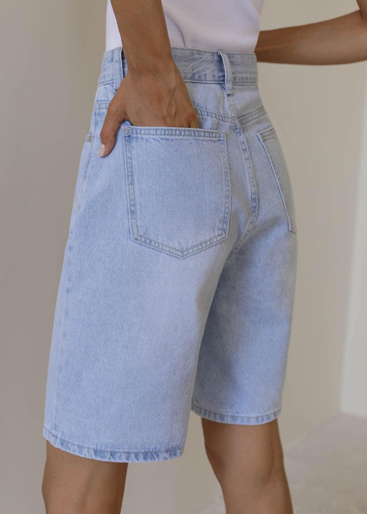 WASHED DENIM BERMUDA SHORTS