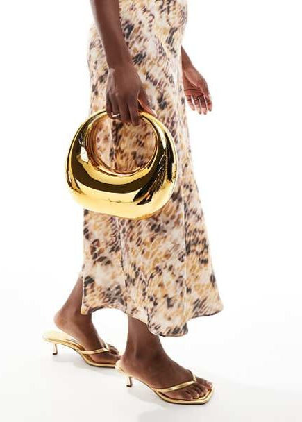 GOLD ROUND METALLIC CLUTCH