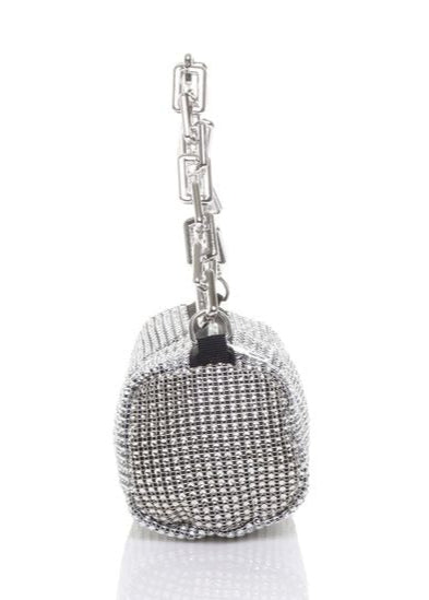 SILVER RHINESTONE AND CHAIN PURSE