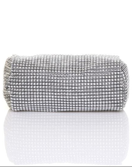 SILVER RHINESTONE AND CHAIN PURSE