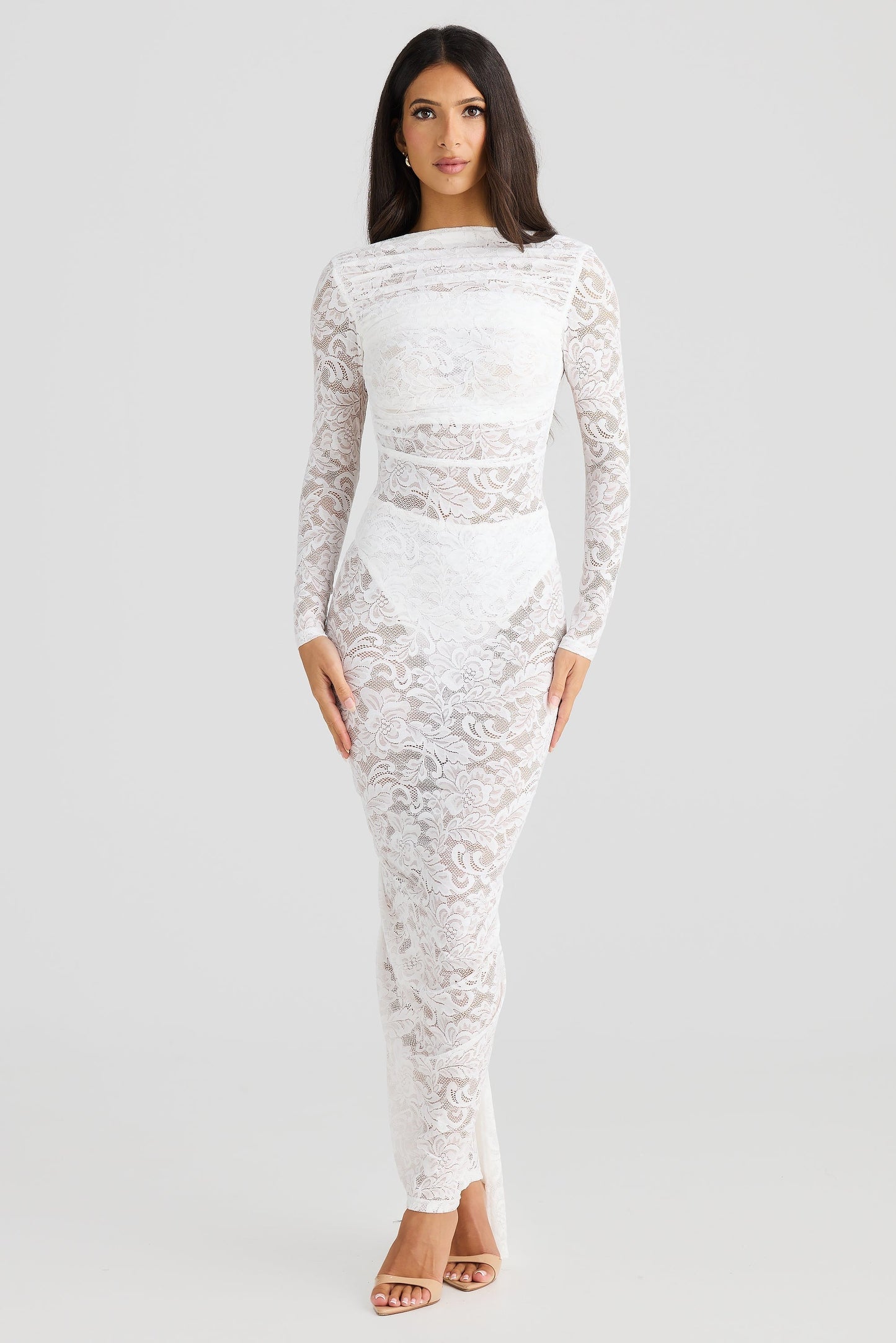 Ophelia White Lace Backless Maxi Dress