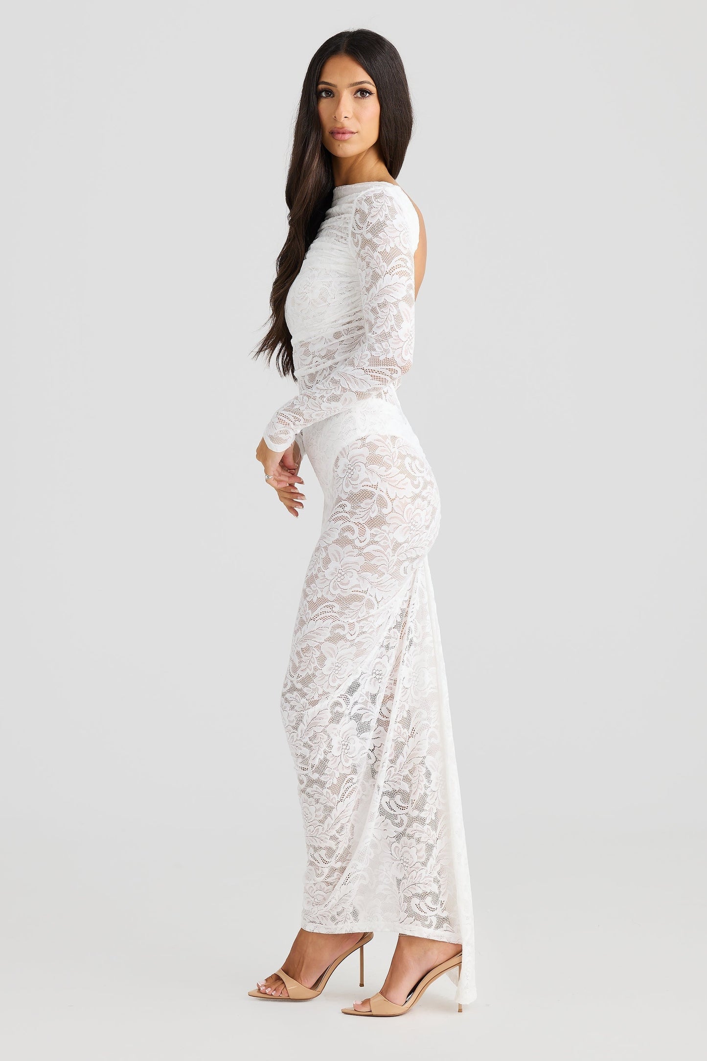Ophelia White Lace Backless Maxi Dress