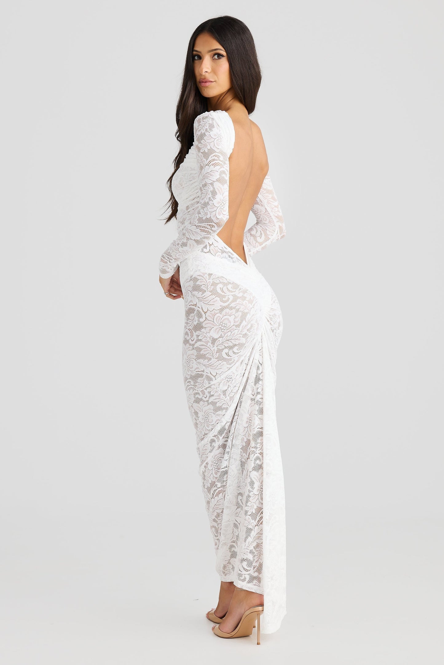 Ophelia White Lace Backless Maxi Dress