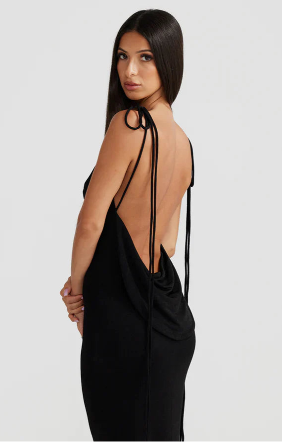 LORREL BLACK BACKLESS GOWN