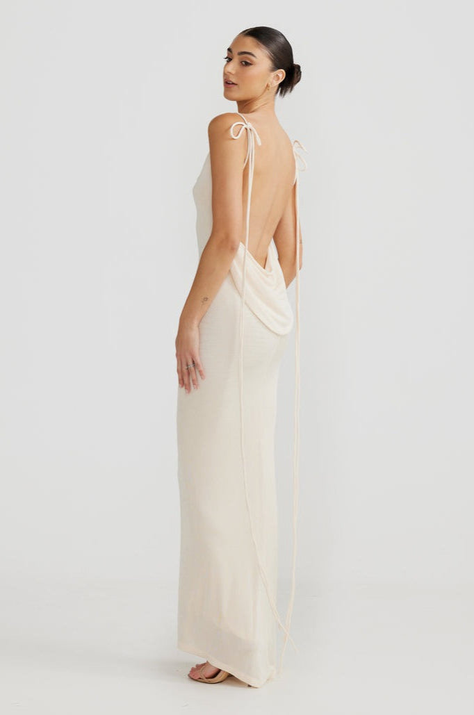 LORREL CREAM BACKLESS GOWN