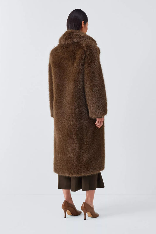 Belle Brown Long Faux Fur Coat