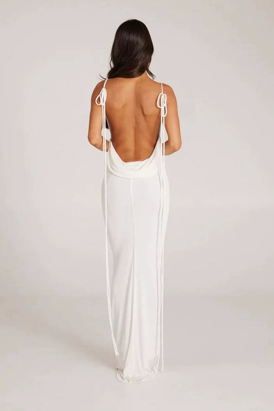 LORREL BACKLESS GOWN - WHITE
