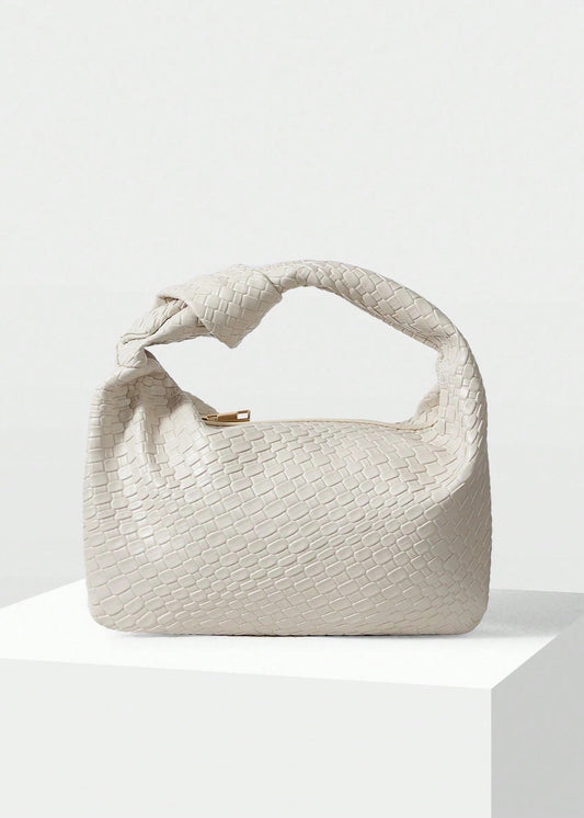 WOVEN CREAM KNOT HANDBAG