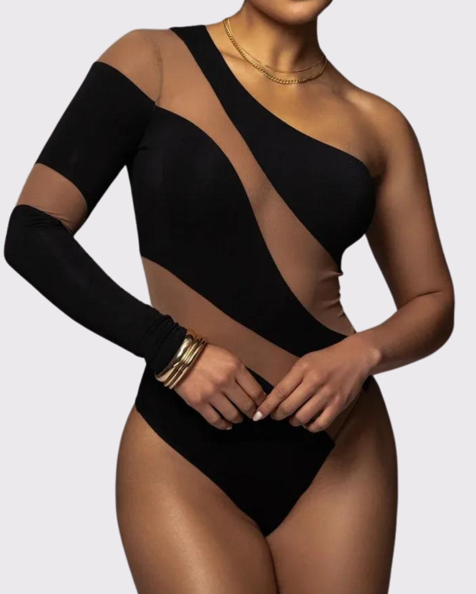 DYNAMIC ONE SHOULDER BODYSUIT - BLACK