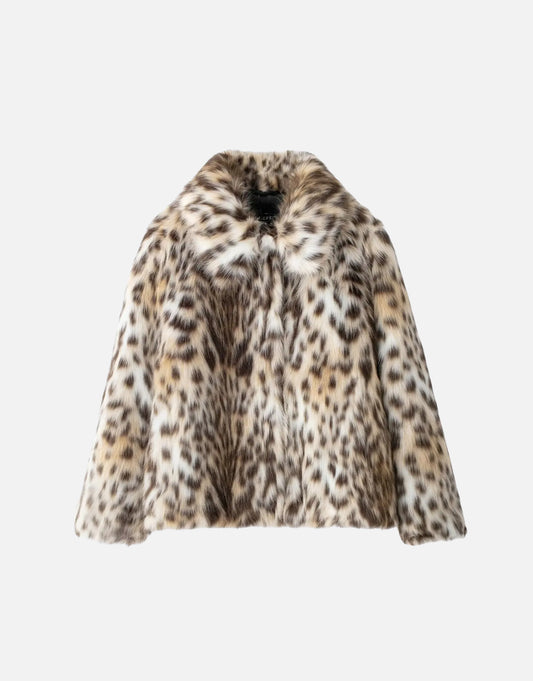 BROWN LEOPARD FAUX FUR COAT